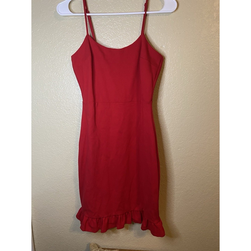 Flounced-Hem Slip Dress cocktail red Size Small‎